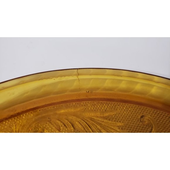 Amber Depression Decorative Glass Tray Plate 10.5" - Picture 7 of 7
